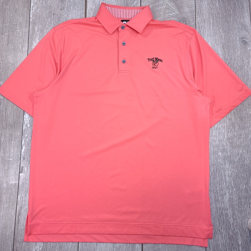 FootJoy Golf Polo Mens Large Pink Fort Myers 1917 ProDry Performance Shirt